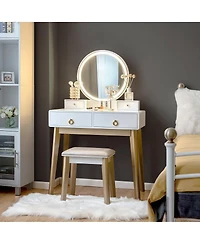 Makeup Vanity Table 3 Color Lighting Modes Jewelry Dressing