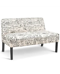 Costway Armless Loveseat Sofa Fabric Settee Bench Bed Chair