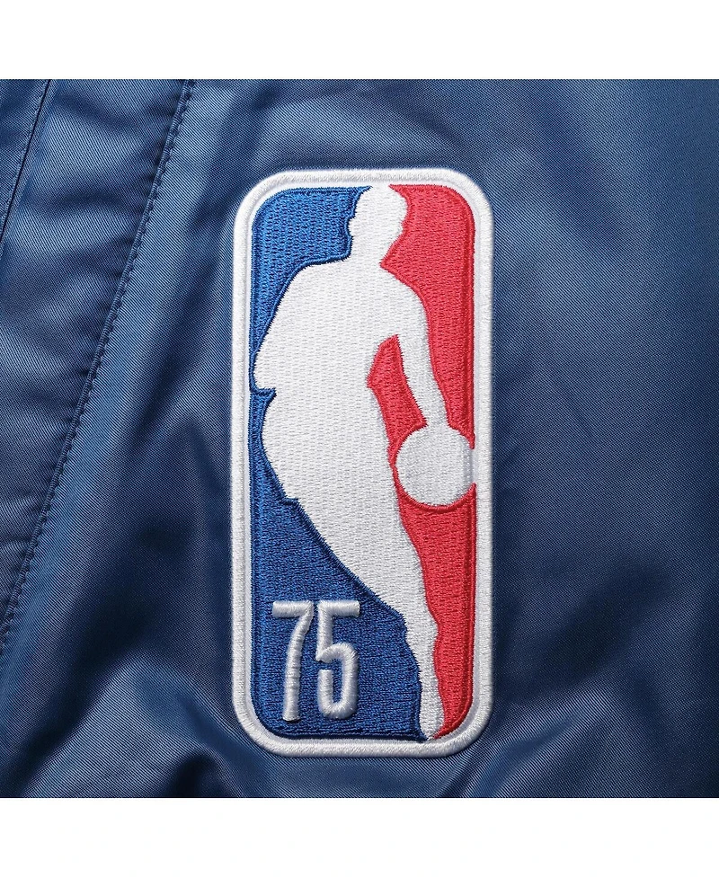 Men's Nike Blue Nba 75th Anniversary Courtside Satin Full-Snap Jacket