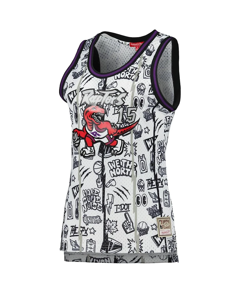 Women's Mitchell & Ness Vince Carter White Toronto Raptors 1998 Doodle Swingman Jersey