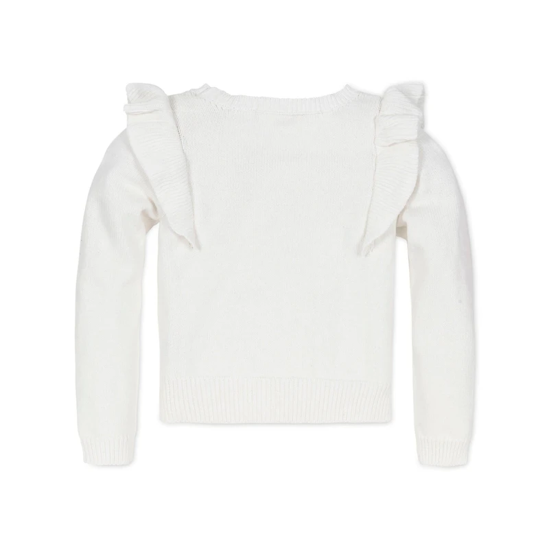 Hope & Henry Baby Girls Long Sleeve Pointelle Yoke Ruffle Sweater