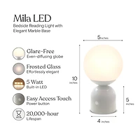 Mila 10" Dimmable Led Table Lamp with Marble Base