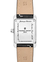 Frederique Constant Women's Swiss Classic Carree Diamond (1/20 ct. t.w.) Black Leather Strap Watch 23mm