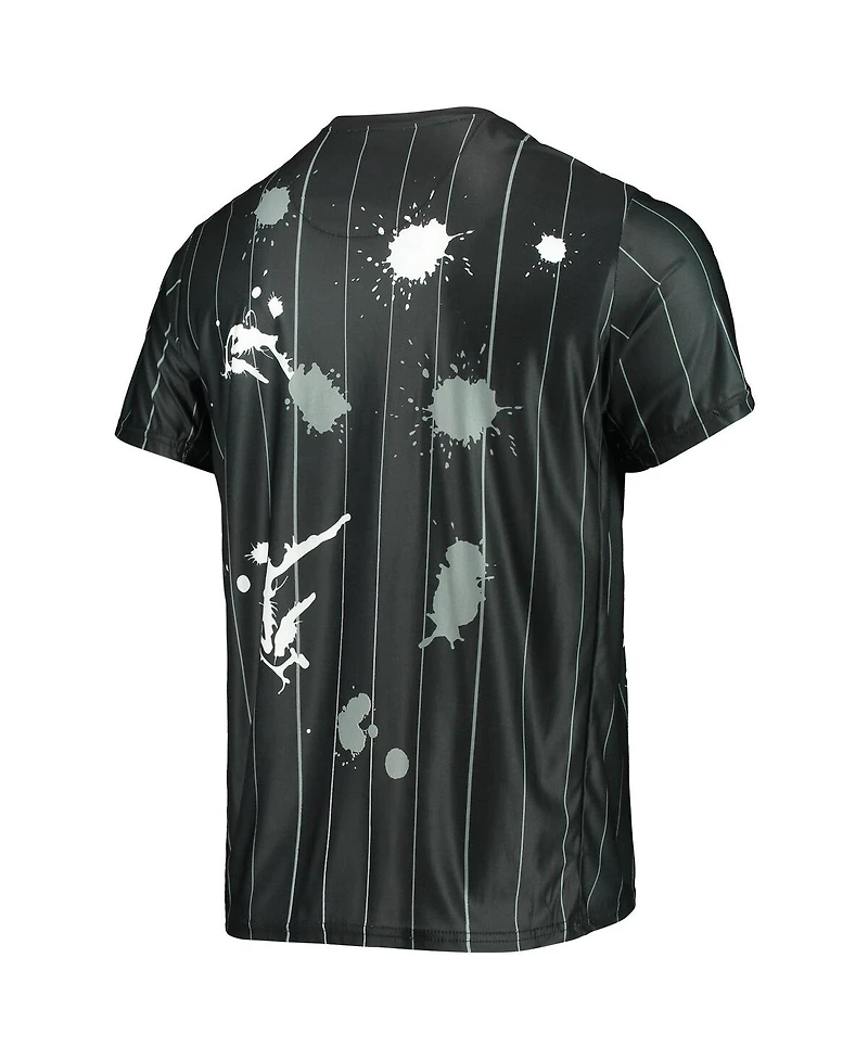 Men's Black Brooklyn Nets Striped Splatter T-shirt