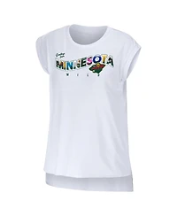 Women's Wear by Erin Andrews White Minnesota Wild Greetings From Muscle T-shirt