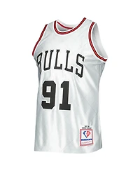 Men's Mitchell & Ness Dennis Rodman Platinum Chicago Bulls 1997-98 Hardwood Classics 75th Anniversary Swingman Jersey