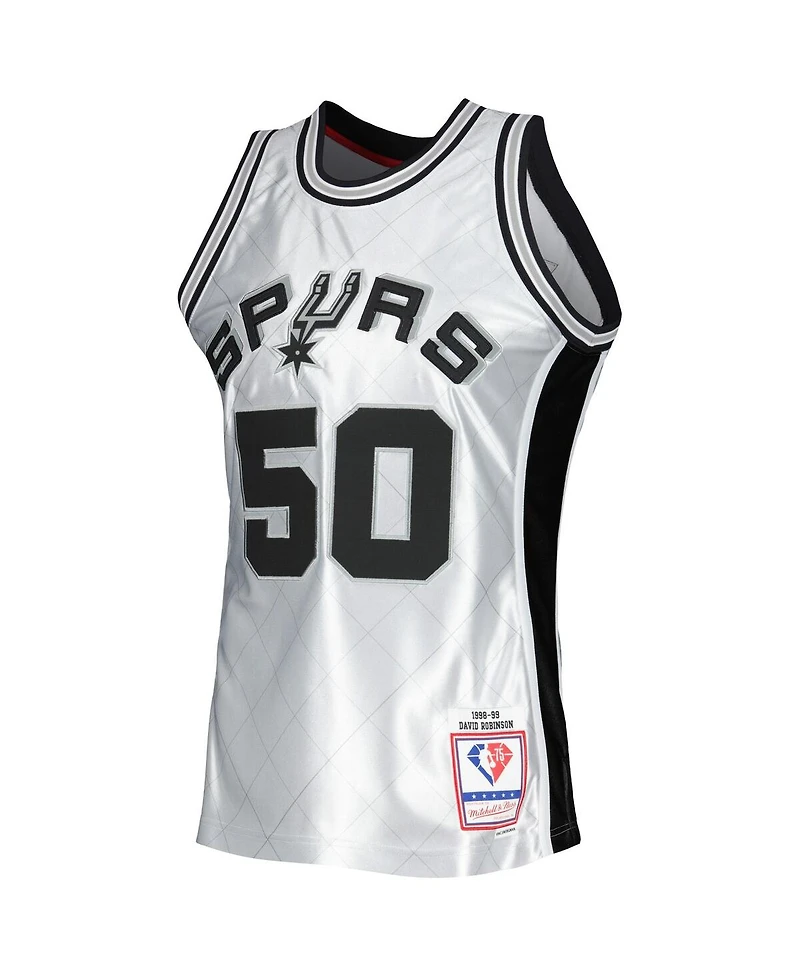 Men's Mitchell & Ness David Robinson Platinum San Antonio Spurs 1998-99 Hardwood Classics 75th Anniversary Swingman Jersey