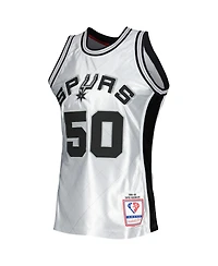 Men's Mitchell & Ness David Robinson Platinum San Antonio Spurs 1998-99 Hardwood Classics 75th Anniversary Swingman Jersey
