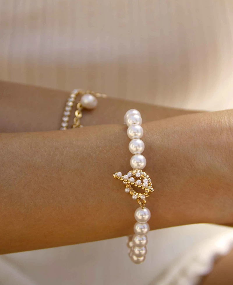 Ettika Pearl Beaded Toggle Bracelet