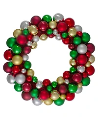 Northlight Traditional Colored 2- Finish Shatterproof Ball Christmas Wreath Unlit, 36"