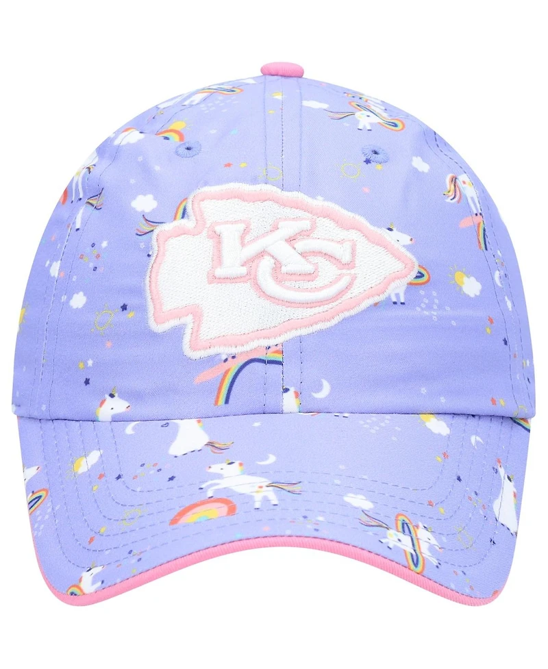 Girls Preschool '47 Purple Kansas City Chiefs Logo Unicorn Clean Up Adjustable Hat