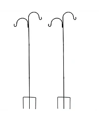 Sunnydaze Decor 84-Inch Outdoor Heavy-Duty Double Shepherd Hook - Black - Set of 2