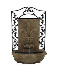 Sunnydaze Decor French Lily 33-Inch Solar Outdoor Wall Water Fountain with Battery Backup, Pump and Panel - Florentine Stone