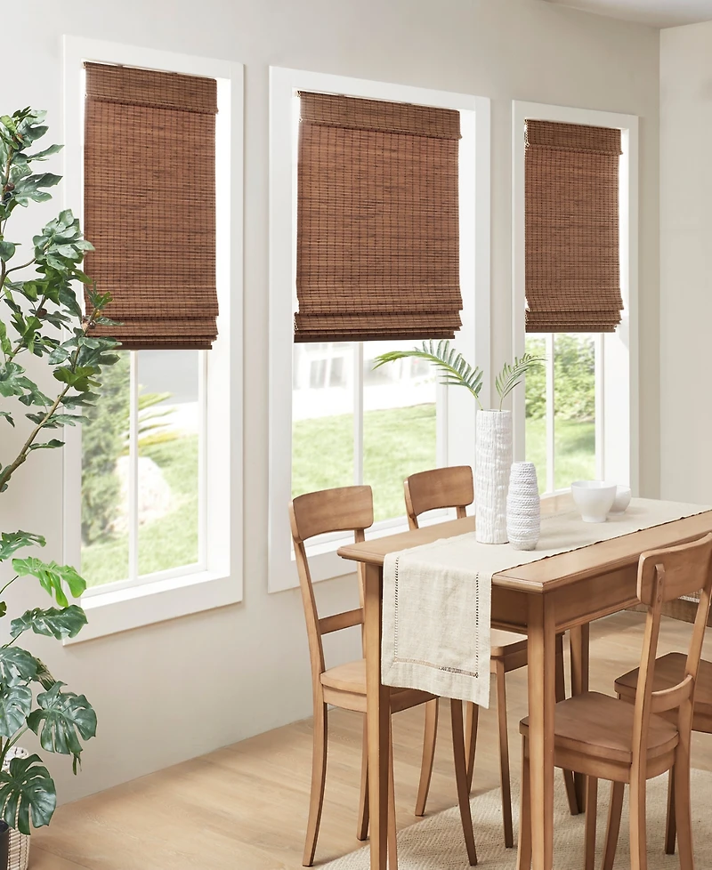 Madison Park Bamboo Light Filtering Roman Shade, Single Panel for Bedroom, light filtering 100% Natural bamboo window Roman Shades for Living Room, Wi