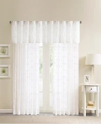 Madison Park Gemma Sheer Embroidered Rod pocket top finish Window Valance for Bedroom and kitchen, 18 inch valances for windows for Living Room, Width