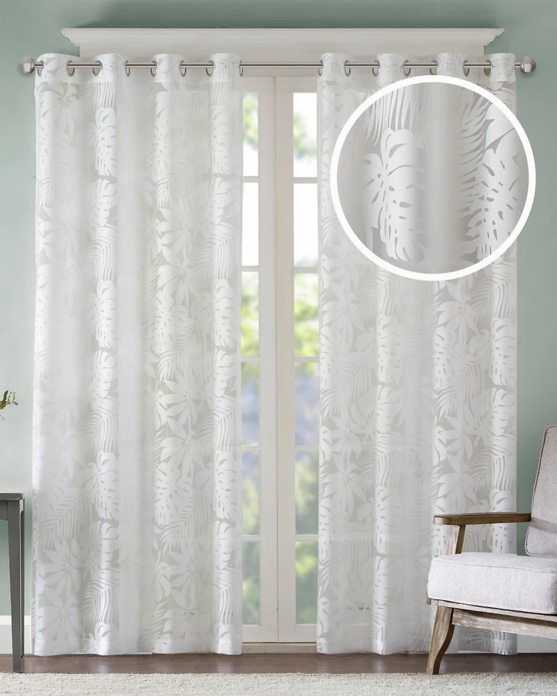 Madison Park Leilani Palm Leaf Burnout Window Sheer Curtain