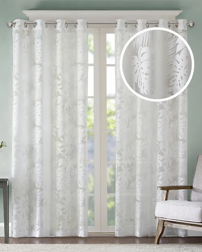 Madison Park Leilani Palm Leaf Burnout Window Sheer Curtain