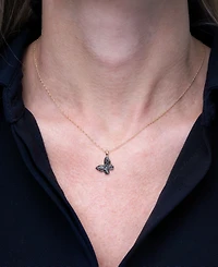 Wrapped Diamond Butterfly Pendant Necklace (1/6 ct. t.w.) 14k Gold (Also Available Black Diamond)