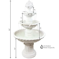 52"H Electric Fiberglass 4-Tier Fruit Top Outdoor Water Fountain, White Finish