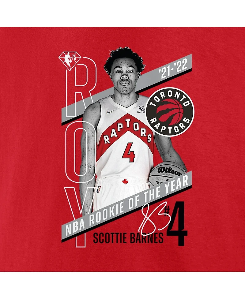 Men's Fanatics Scottie Barnes Red Toronto Raptors 2022 Nba Rookie of the Year T-shirt