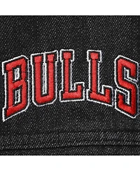 Women's The Wild Collective Black Chicago Bulls Patch Denim Button-Up Jacket