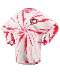 Women's Red Montreal Canadiens Spiral Tie-Dye Long Sleeve T-shirt