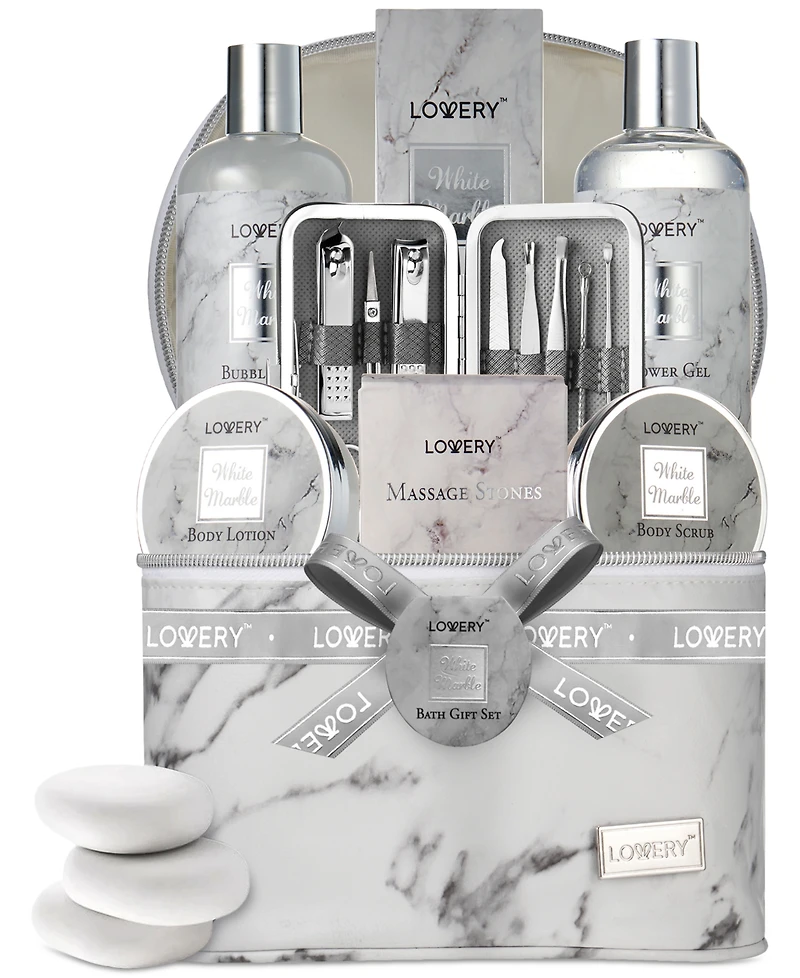 Lovery 19-Pc. White Marble Luxe Home Spa Gift Set