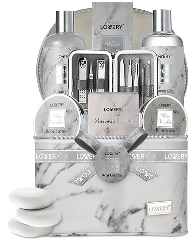 Lovery 19-Pc. White Marble Luxe Home Spa Gift Set