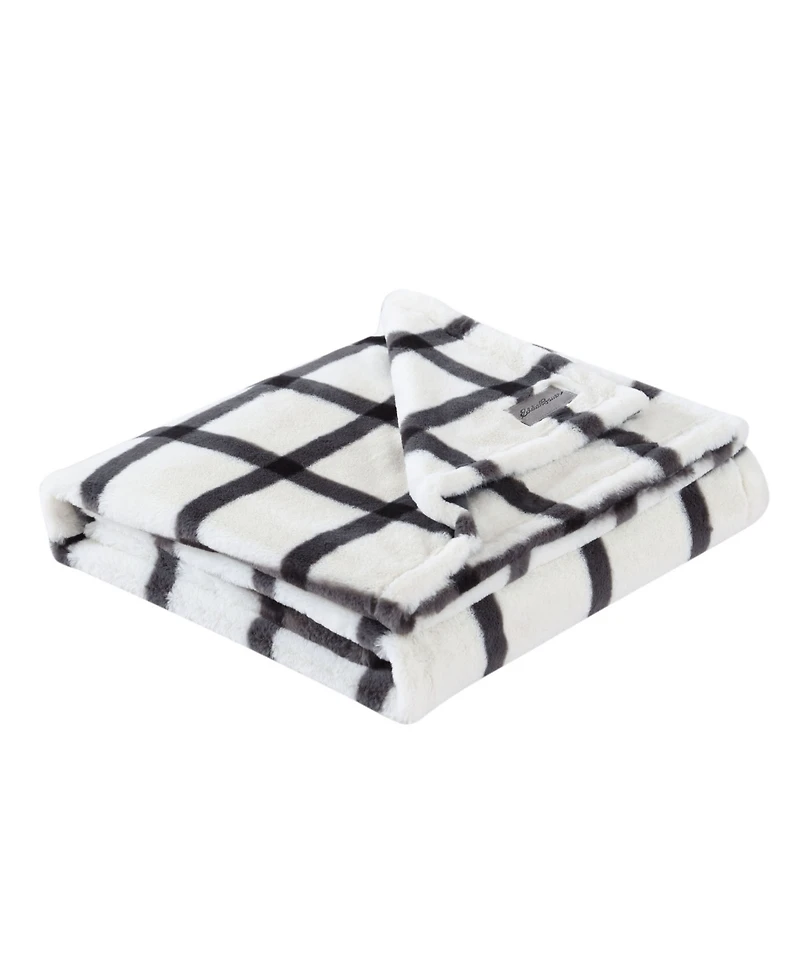 Eddie Bauer Plaid Faux Fur 2-Pc. Throw, 50" x 60" & Decorative Pillow, 20" x 20" Set