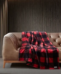 Eddie Bauer Plaid Faux Fur Throw, 50" x 60"