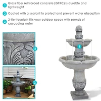 Sunnydaze Decor 50-Inch 2-Tier French Garden Outdoor Water Fountain - Glass Fiber Reinforced Concrete Construction - Dusty Gray