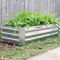 11.75" H Raised Metal Garden Bed - Galvanized Raised Garden Bed Outdoor for Vegetables and Flowers - Woodgrain - 4' x 2' Silver