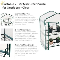 Outdoor Portable -Tier Mini Greenhouse with Roll-up Zippered Door and Steel Wire Shelves