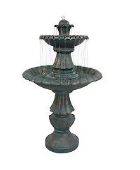 Sunnydaze Decor Nouveau 41-Inch Tall 2-Tier Outdoor Garden Water Fountain - Green