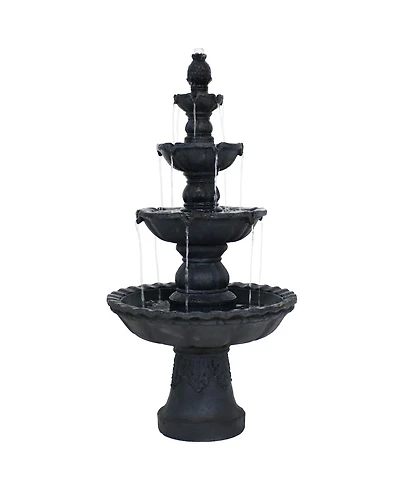 52"H Electric Fiberglass and Resin 4-Tier Pineapple Top Outdoor Water Fountain