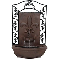 Sunnydaze Decor French Lily 33-Inch Polystone Outdoor Wall Water Fountain - Electric Submersible Pump - Iron Finish