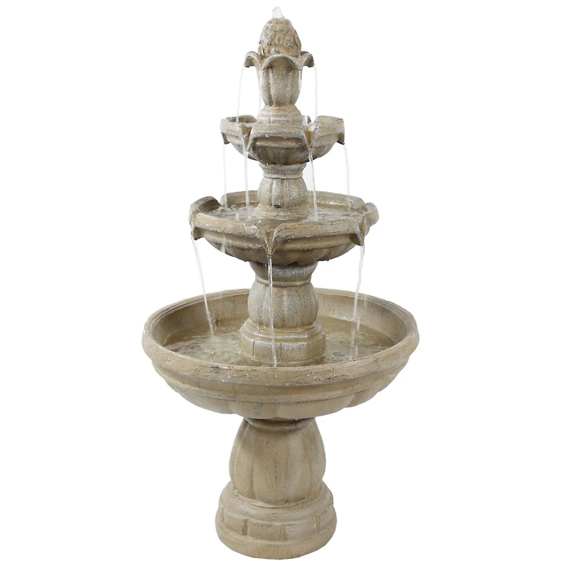 48"H Electric Fiberglass 3-Tier Outdoor Water Fountain