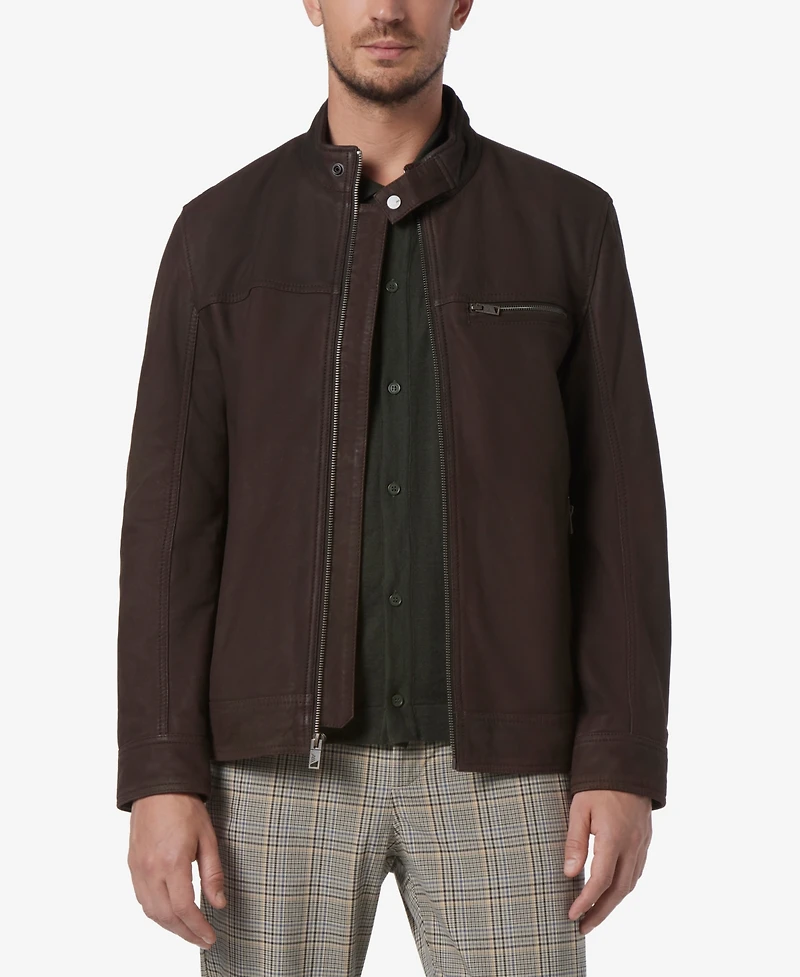 Marc New York Men's Norworth Sueded Finish Leather Racer Jacket