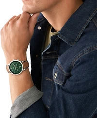Fossil Men's Neutra Chronograph Brown Leather Strap Watch, 44mm