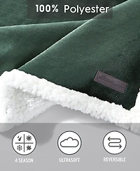 Eddie Bauer Solid Ultra Soft Plush Fleece Reversible Blanket