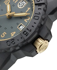 Luminox Men's Swiss Navy Seal Military Dive Gold Black Rubber Strap Watch 45mm