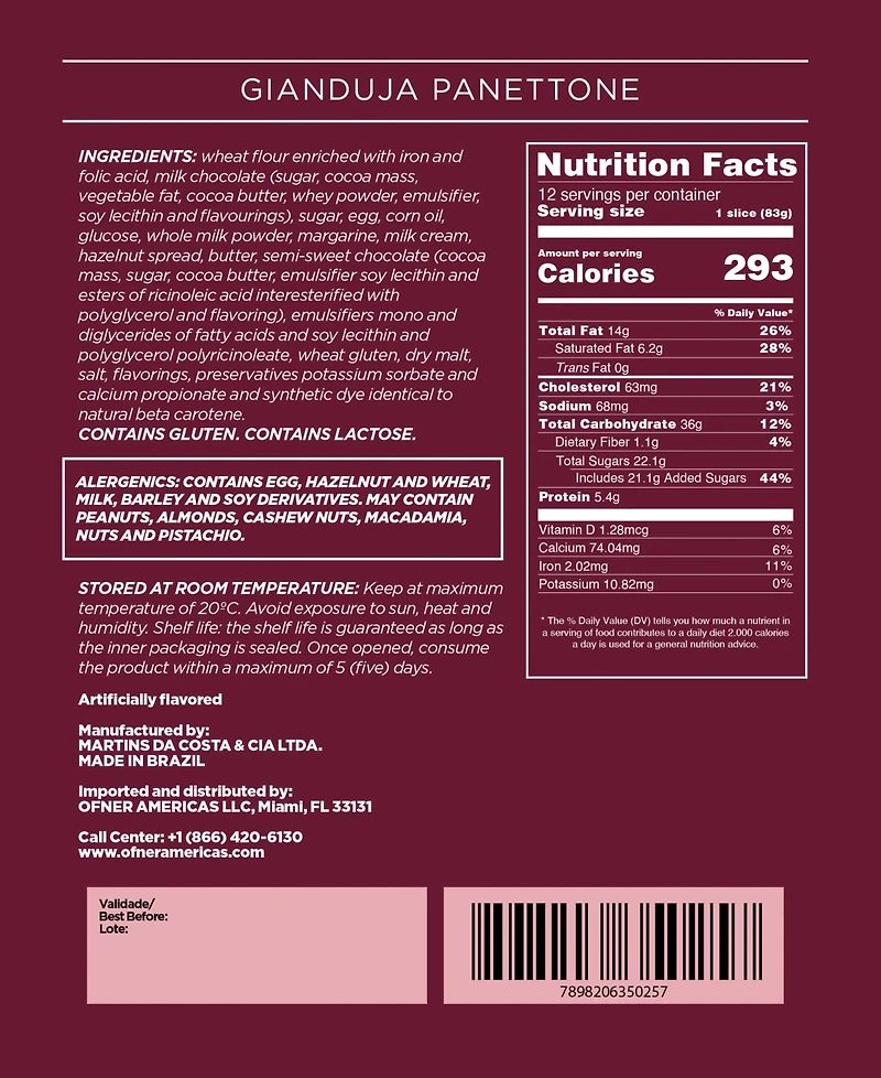 Ofner Panettone Gianduja Cake, 35.27 oz