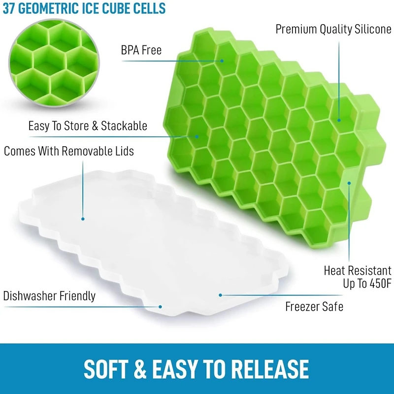 Zulay Kitchen Honeycomb Shaped Silicone Ice Cube Tray - 2 Pc.
