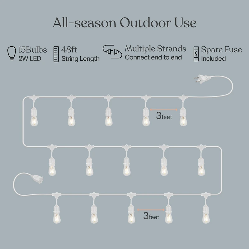 Ambience Pro 48 ft. Indoor/Outdoor Led Weatherproof String Lights