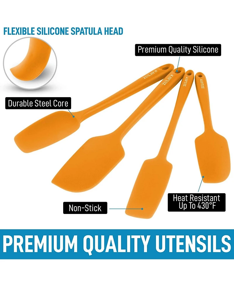 4pcs Silicone Spatula Set - Heat Resistant Tools for Cooking, Baking & Mixing