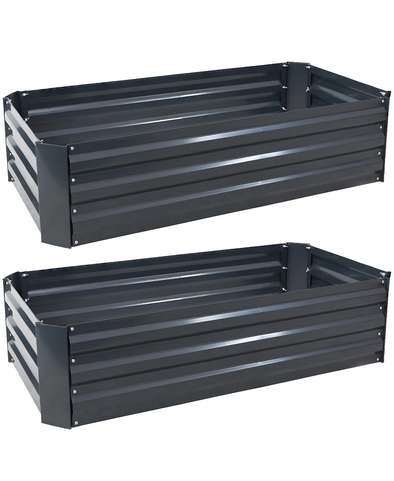 Raised Corrugated Galvanized Steel Rectangle Garden Bed for Plants, Vegetables, and Flowers - 48" L x 11.75" H