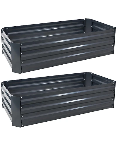 Raised Corrugated Galvanized Steel Rectangle Garden Bed for Plants, Vegetables, and Flowers