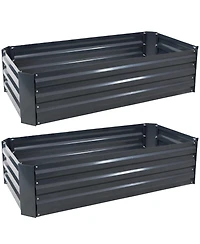 Raised Corrugated Galvanized Steel Rectangle Garden Bed for Plants, Vegetables, and Flowers - 48" L x 11.75" H