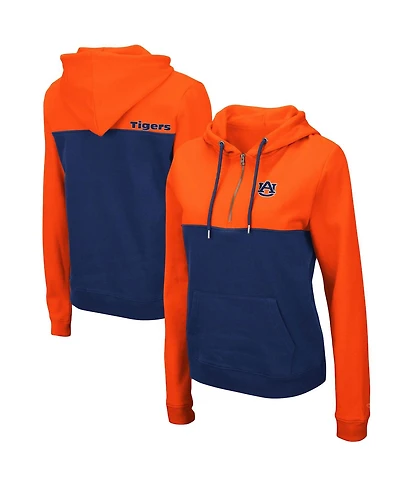 Women's Colosseum Orange, Navy Auburn Tigers Aidan Half-Zip Hoodie