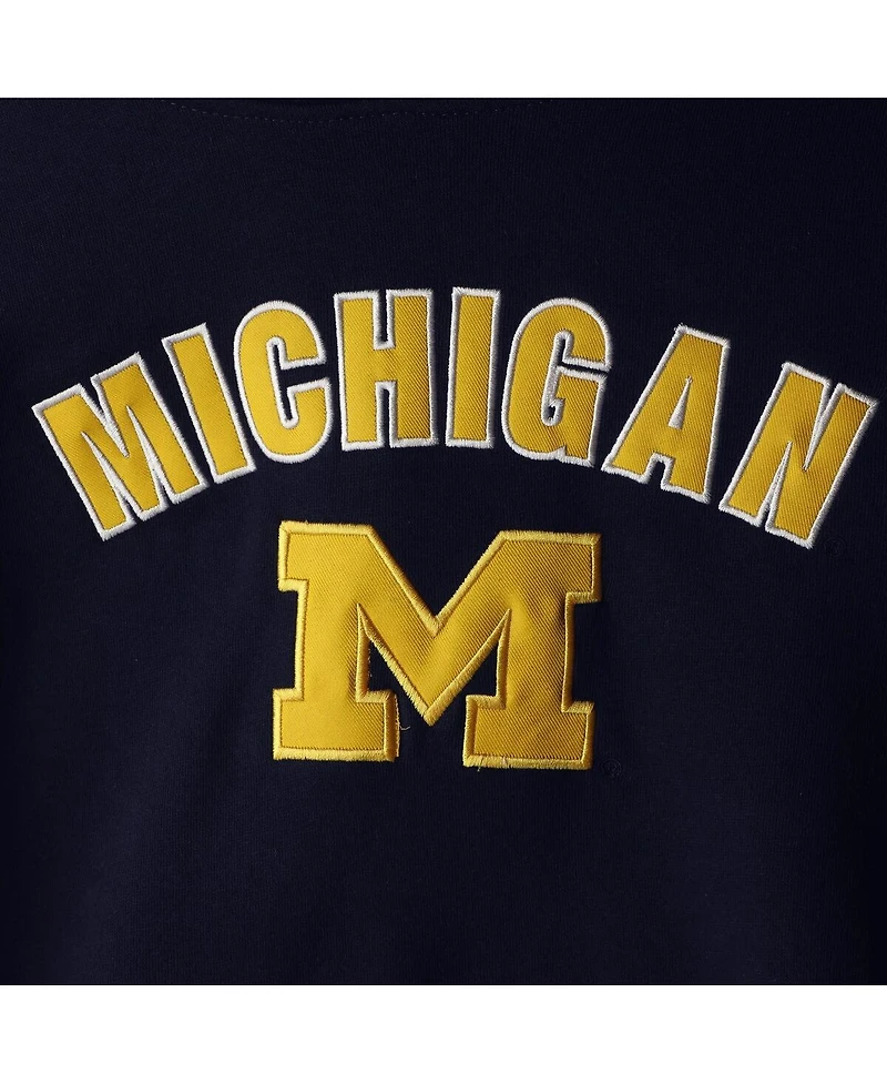 Women's Navy Michigan Wolverines Arch and Logo 1 Pullover Hoodie